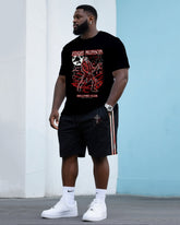Big & Tall Men's Street Fashion Eddie Monson Hellfire T-Shirt Shorts Suit