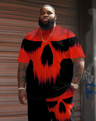 Big Guy's Street Fashion Horror Movie Print T-Shirt Shorts Set