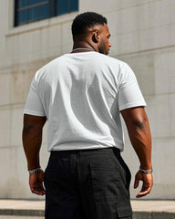 Men's Plus Size Daily Casual "partner" Printed Short-sleeved T-shirt