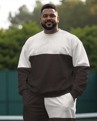 Casual Simple Colorblock Men's Plus Size Sweatshirt Two-piece Set