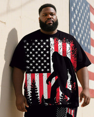 Men's Plus Size Independence Day Flag Orangutan Print T-shirt Trousers Suit