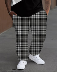 Men's Big & Tall Classic Plaid Print T-Shirt Pants Set