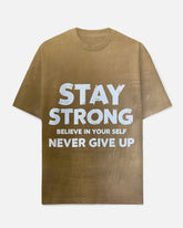 Men's Simple Saying STAY STRONG Letter Printed Casual Big & Tall Short Sleeve T-shirt