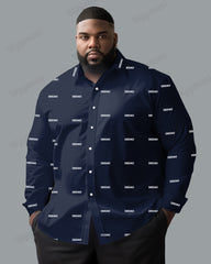 Brand Letter Print Cotton Long Sleeve Shirt Men's Plus Size