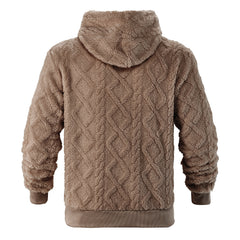 S-3XLTexture Plush Diamond Hooded Loose Fleece-lined Sweatshirt