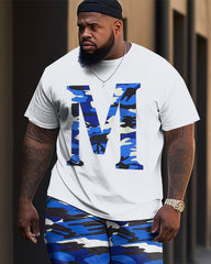 Big Guys Casual Camouflage Short Sleeve T-shirt and Pants Set