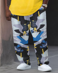 Men's Large Splash-Ink King Street Hip-Hop Casual Two-Piece Set