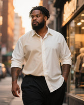 Big & Tall Men's Business Apricot White Contrast Long Sleeve Shirt