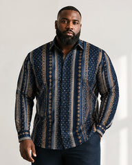 Big & Tall Men’s Retro Vertical Stripe And Polka-Dot Print Long-Sleeve Shirt And Pants Set