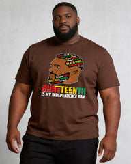 Big & Tall Men's Juneteenth Black Head Like Text Print Round Neck Short Sleeve T-shirt