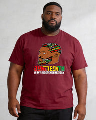 Big & Tall Men's Juneteenth Black Head Like Text Print Round Neck Short Sleeve T-shirt