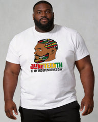 Big & Tall Men's Juneteenth Black Head Like Text Print Round Neck Short Sleeve T-shirt