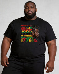 Big & Tall Men's Juneteenth Black Portrait Logo Print Crewneck Short-Sleeve T-Shirt