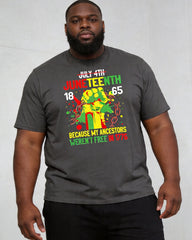 Big & Tall Men's Juneteenth Break Free Chain Fist Print Crewneck Short Sleeve T-Shirt