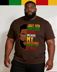 Big & Tall Men's Juneteenth Black Head Slogan Printed Crewneck Short-Sleeved T-Shirt