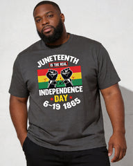 Big & Tall Men's Juneteenth 1865 Break Free Chain Fist Print Crewneck Short Sleeve T-Shirt