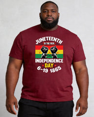 Big & Tall Men's Juneteenth 1865 Break Free Chain Fist Print Crewneck Short Sleeve T-Shirt