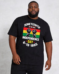 Big & Tall Men's Juneteenth 1865 Break Free Chain Fist Print Crewneck Short Sleeve T-Shirt