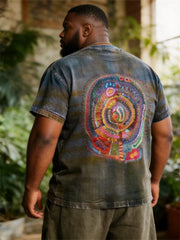 Big & Tall Men's Mandala Geometric Print Round Neck Short Sleeve Tee