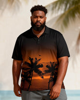 Big & Tall Men's Sunset Coconut Gradient Print Short-Sleeved POLO Shirt