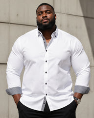 XS-3XL Business Casual Long Sleeve Stretch Double-breasted Colorblock Shirt-Ironing Free