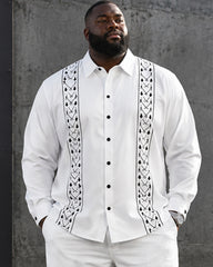 Big & Tall Men's Ethnic Pattern Long Sleeve Shirt Pants Set