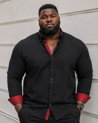XS-3XL Business Casual Long Sleeve Stretch Double-breasted Colorblock Shirt-Ironing Free