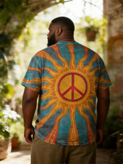 Big & Tall Men's Rainbow Sun Print Round Neck Short Sleeve Tee