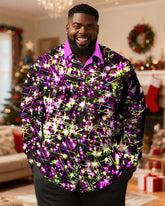 Big & Tall Men's Christmas Fun Lights Print Long Sleeve Shirt