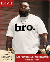 Men's Plus Size Bro Alphabet Crewneck Short Sleeve Tee