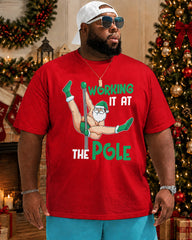 Big & Tall Men's Funny Santa Claus Cotton T-Shirt
