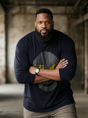 Big & Tall Men's Blue Skull Line Print Long Sleeve Tee