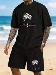 "Live Simple" Single Coconut Print Texture Large Size Holiday Suit