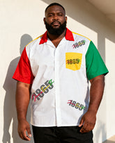 Big & Tall Men's Juneteenth 1865 Geometric Colorblock Print Short Sleeve Shirt