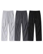 S-5XL Pleated Ice Silk Quick-Dry Casual Wide-Leg Trousers