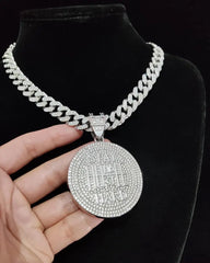 Big & Tall Men's 1 Piece Fashion Rhinestone Decorated Round Pendant Initial