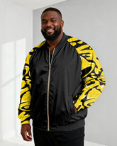 Big & Tall Men's Yellow Graffiti Print Zip Long Sleeve Jacket