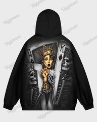 Big Men's 2 Piece Tracksuit Casual Poker Queen Hoodie Pants Set