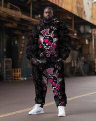 Men's Large Size Skull Love Bones Hoodie Set of Two