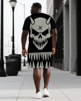 Bones Built To Break Limits Big & Tall Men's Weird Skull Print Short Sleeve T-shirt 2-Piece Set