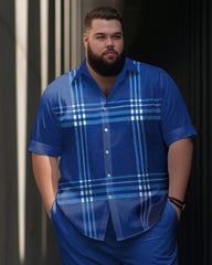 Big Guys Business Classic Check Short Sleeve Shirt Trousers Set