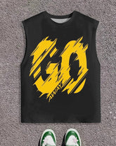 Men's Plus Size Street Fashion Go Away Alphabet Print Round Neck Sleeveless Vest