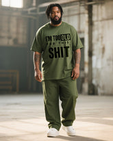 Big & Tall Men's Too Old For This Shit Alphabet Print T-Shirt Pants Suit