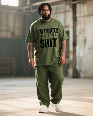 Big & Tall Men's Too Old For This Shit Alphabet Print T-Shirt Pants Suit