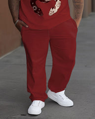 Men's Plus Size Street Fashion Snake Print T-Shirt Trousers Suit