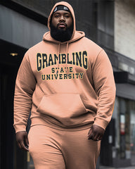 Men's Plus Size Grambling State University State Style Hoodie and Sweatpants Two Piece Set