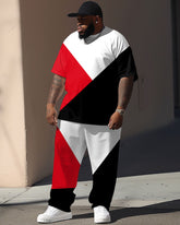 Street Vitality Red And Black Colorblock Print Large Men's Suit