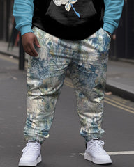 Big Guys 2-Piece Tracksuit Casual Rose Contrast Hoodie Set