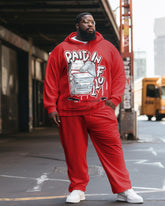 Men's Big & Tall Casual Hip Hop Paid In Full Hoodie Two-Piece Set