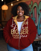 Women's Plus Size Casual Letter Print Zipper Long Sleeve Hoodie